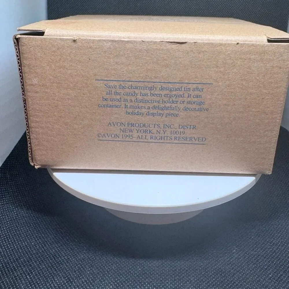 Vintage Avon Yuletide Carousel Christmas Decorative Tin with Original Box
